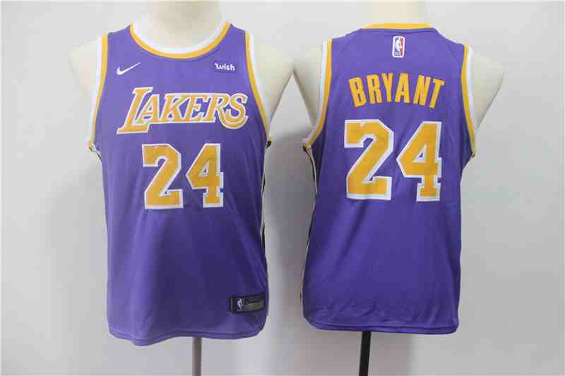 Lakers 24 Kobe Bryant Purple 2018-19 Youth Nike Swingman Jersey