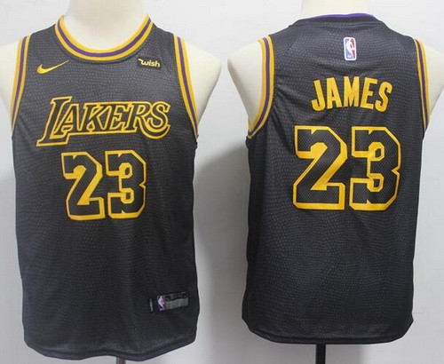 Youth Los Angeles Lakers #23 LeBron James Black City Icon Sponsor Swingman Jersey