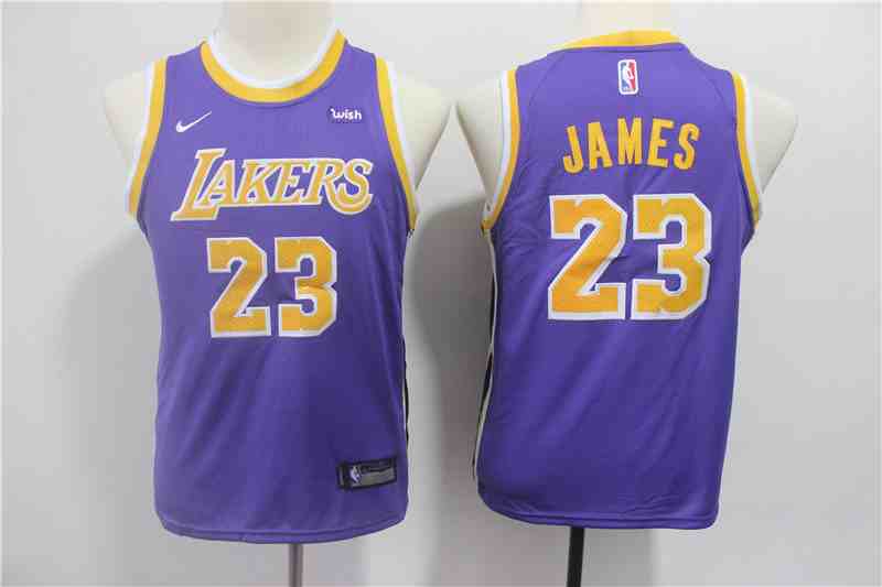 Lakers 23 Lebron James Purple Youth 2018-19 Nike Swingman Jersey