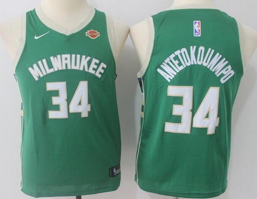 Youth Milwaukee Bucks #34 Giannis Antetokounmpo Green Icon Sponsor Swingman Jersey