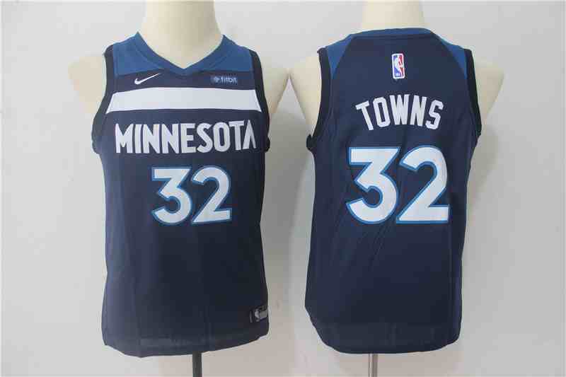 Timberwolves 32 Karl-Anthony Towns Navy Youth Nike Swingman Jersey
