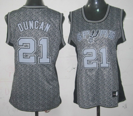Spurs 21 Duncan Grey Static Women Jersey