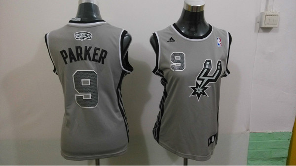 Spurs 9 Parker Grey Women Jersey