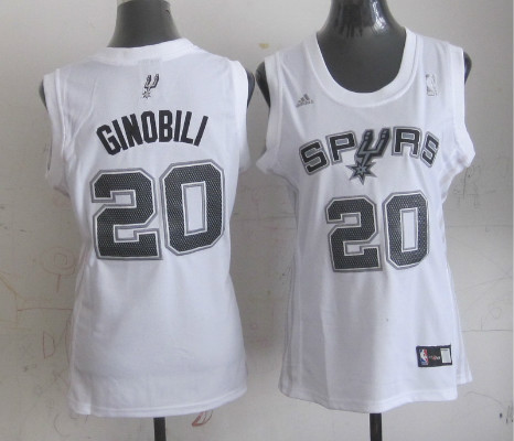 Spurs 20 Ginobili White Women Jersey