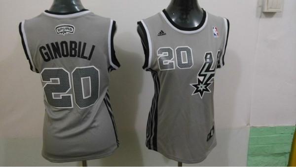 Spurs 20 Ginobili Grey Women Jersey