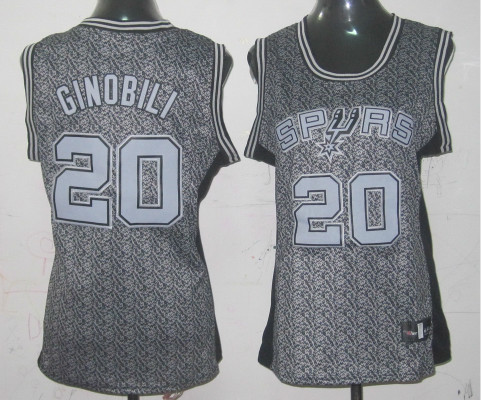 Spurs 20 Ginobili Grey Static Women Jersey