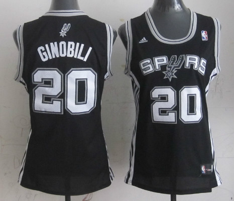 Spurs 20 Ginobili Black Women Jersey