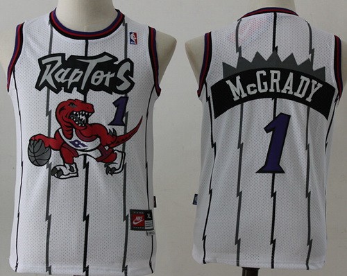 Youth Toronto Raptors #1 Tracy McGrady White Throwback Swingman Jersey