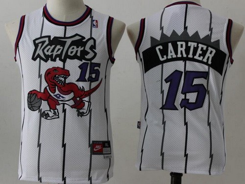 Youth Toronto Raptors #15 Vince Carter White Throwback Swingman Jersey