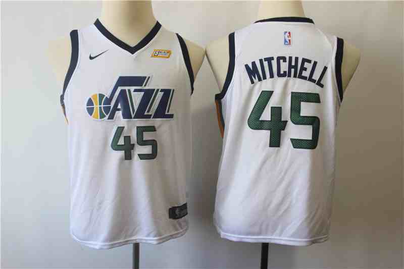 Jazz 45 Donovan Mitchell White Youth Nike Swingman Jersey