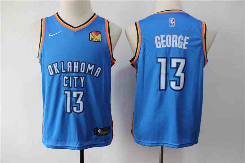 Thunder 13 Paul George Turquoise Light Blue Youth City Edition Nike Swingman Jersey