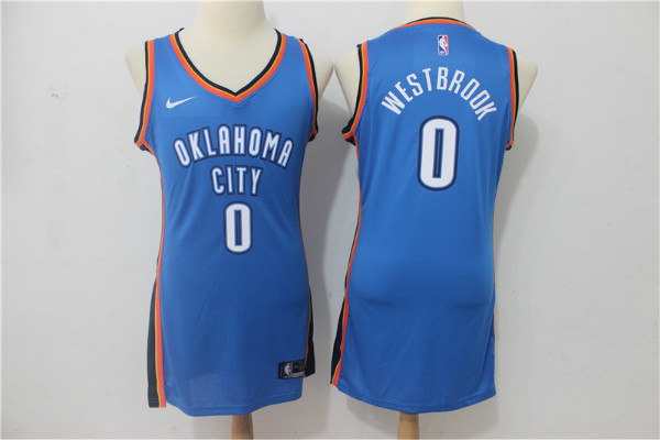Thunder 0 Russell Westbrook Blue Women Nike Swingman Jersey