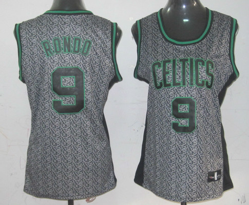 Celtics 9 Rondo Grey Gride Women Jersey