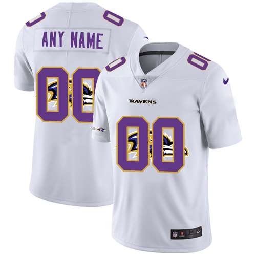 Ravens Customized White Team Big Logo Vapor Untouchable Limited Jersey