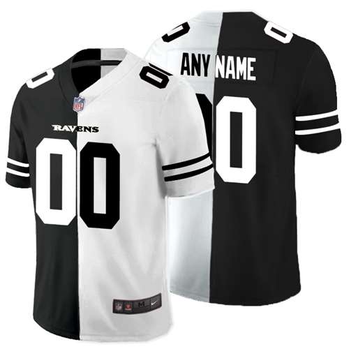 Ravens Customized Black And White Split Vapor Untouchable Limited Jersey