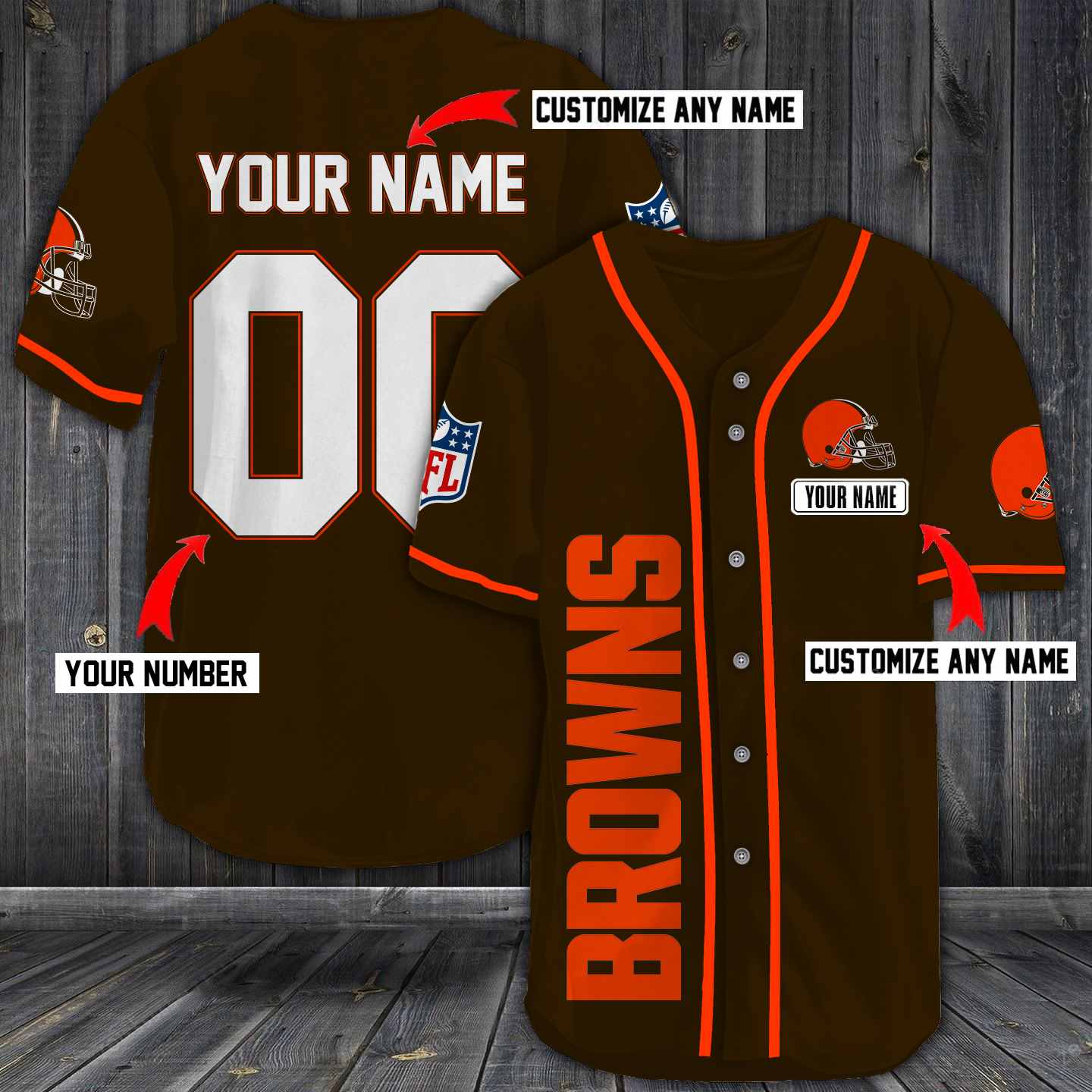 Browns Baseball Brown Custom Name And Number Jerseys Shirts