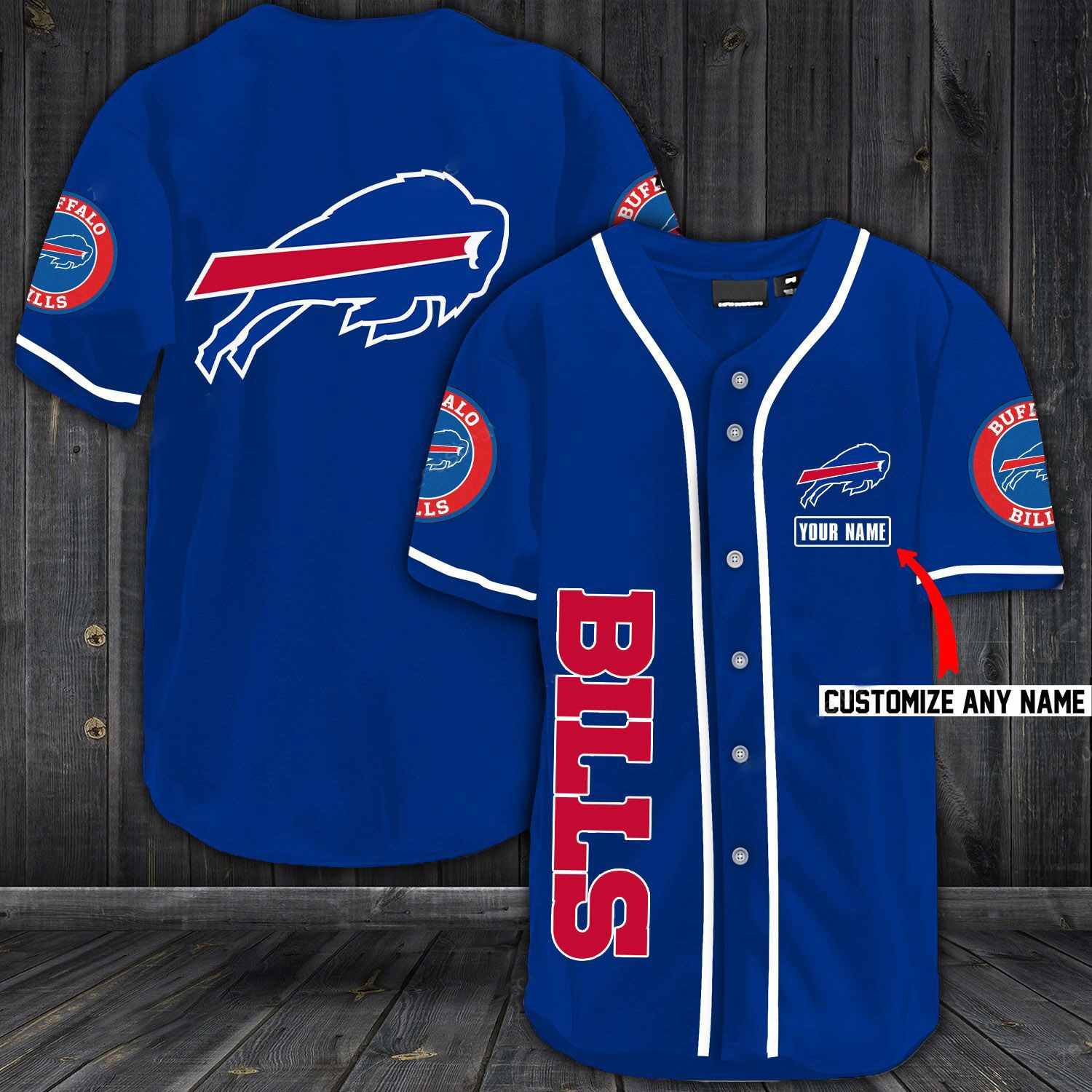 Buffalo Bills Baseball Blue Custom Name And Number Jerseys Shirts