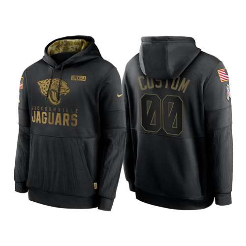 Jacksonville Jaguars Customized 2020 Black Salute To Service Sideline Performance Pullover Hoodie
