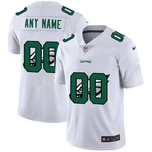 Eagles Customized White Team Big Logo Vapor Untouchable Limited Jersey