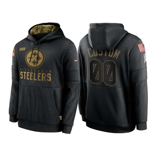 Pittsburgh Steelers Customized 2020 Black Salute To Service Sideline Performance Pullover Hoodie
