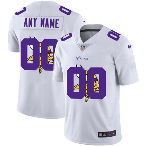 Vikings Customized White Team Big Logo Vapor Untouchable Limited Jersey