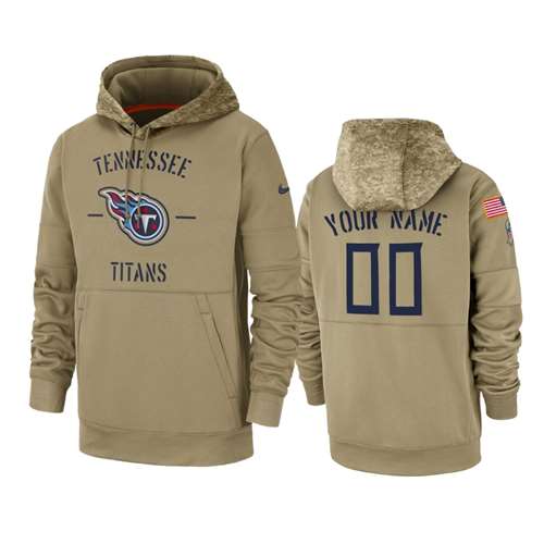 Tennessee Titans Customized Tan 2019 Salute To Service Sideline Therma Pullover Hoodie