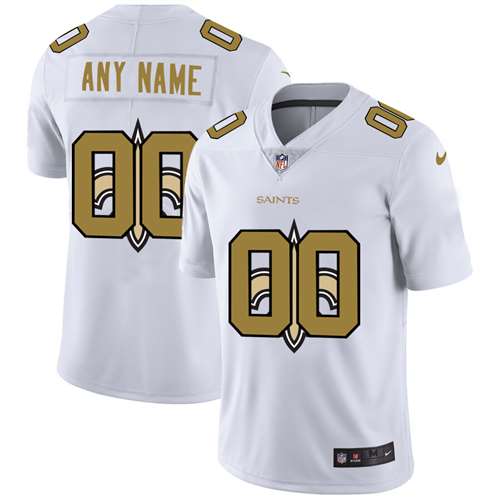 Saints Customized White Team Big Logo Vapor Untouchable Limited Jersey