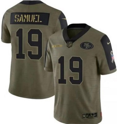 Men's San Francisco 49ers #19 Deebo Samuel Limited Olive 2021 Salute To Service Jersey