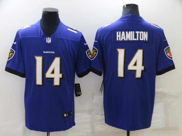 Men's Baltimore Ravens 14 Kyle Hamilton Purple Vapor Untouchable Limited Stitched Jersey