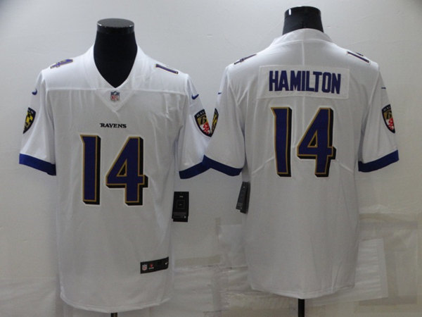 Men's Baltimore Ravens 14 Kyle Hamilton White Vapor Untouchable Limited Stitched Jersey