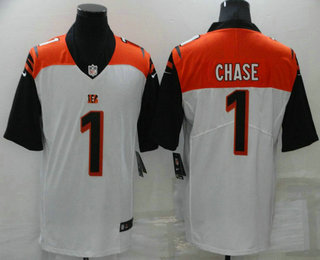 Men's Cincinnati Bengals 1 JaMarr Chase White 2020 Vapor Untouchable Stitched NFL Nike Limited Jersey
