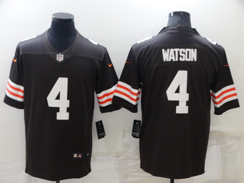 Men's Cleveland Browns 4 Deshaun Watson Brown Vapor Untouchable Limited Stitched Jersey