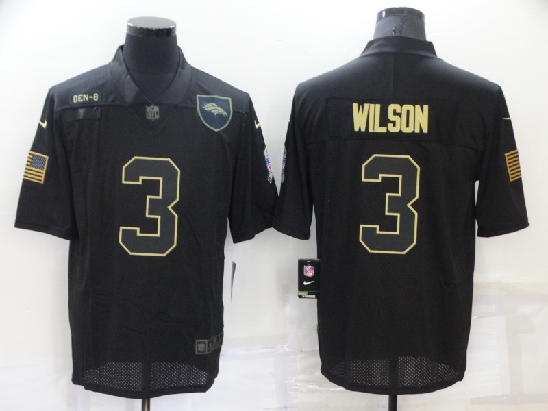 Men's Denver Broncos 3 Russell Wilson Black 2020 Salute To Service Stitched NFL Nike Limited Jersey