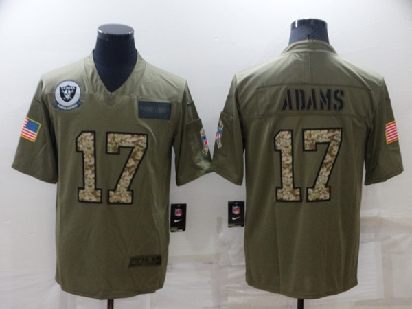Men's Las Vegas Raiders 17 Davante Adams Olive Camo Salute To Service Limited Stitched Jersey