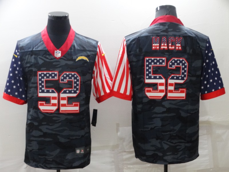 Men's Los Angeles Chargers 52 Khalil Mack Camo USA Flag Limited Stitched Jersey