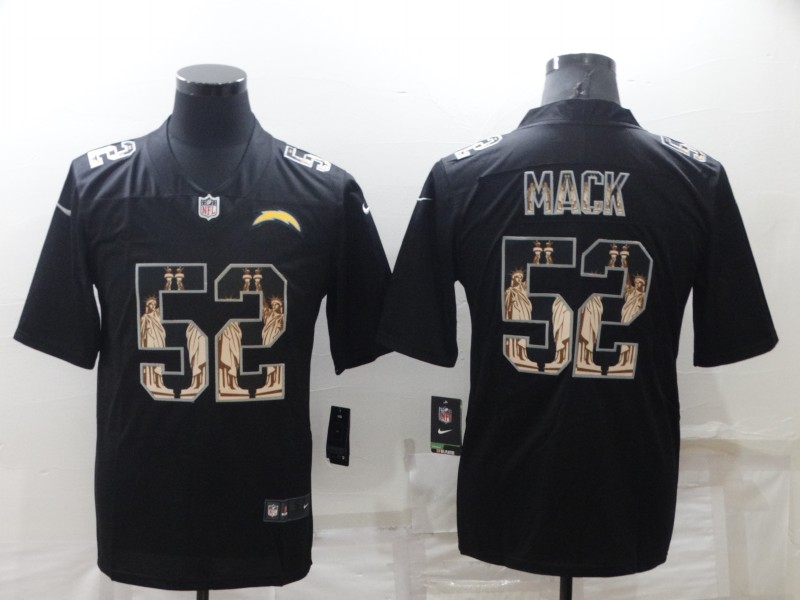 Men's Los Angeles Chargers 52 Khalil Mack Black Statue Of Liberty Limited Stitched Jersey