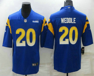 Men's Los Angeles Rams 20 Eric Weddle 2021 Blue Vapor Untouchable Limited Stitched Jersey