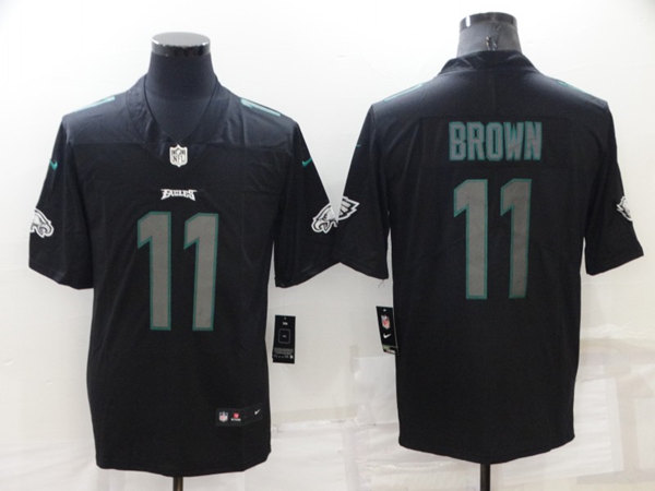 Men's Philadelphia Eagles 11 A. J. Brown Black Impact Limited Stitched Jersey
