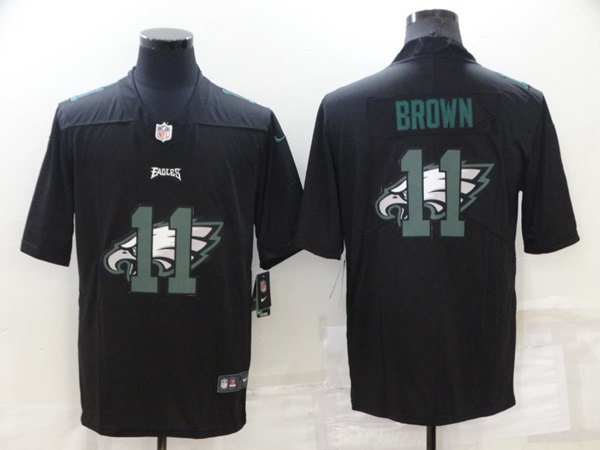 Men's Philadelphia Eagles 11 A. J. Brown Black Shadow Logo Limited Stitched Jersey