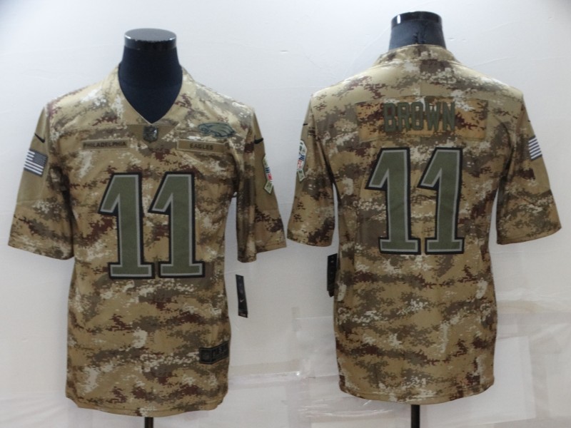 Men's Philadelphia Eagles 11 A. J. Brown Nike Camo 2018 Salute to Service Stitched NFL Limited Jersey
