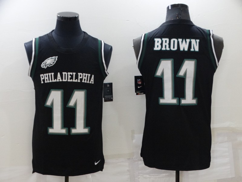 Nike Philadelphia Eagles 11 A. J. Brown Black Alternate Men's Stitched NFL Limited Rush Tank Top Jersey