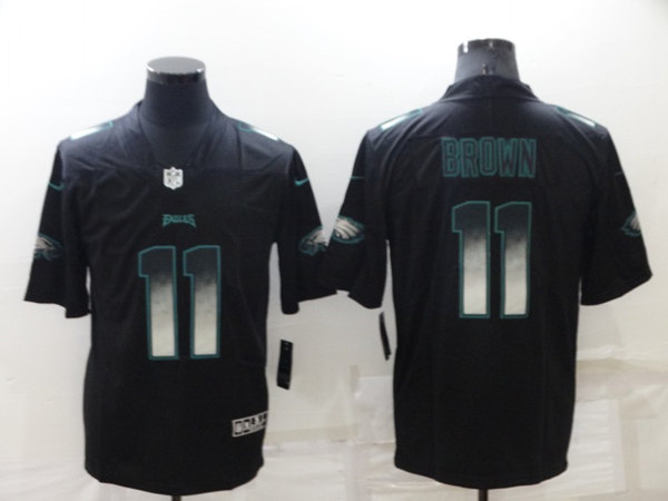 Men's Philadelphia Eagles 11 A. J. Brown Black Smoke Fashion Limited Stitched Jersey