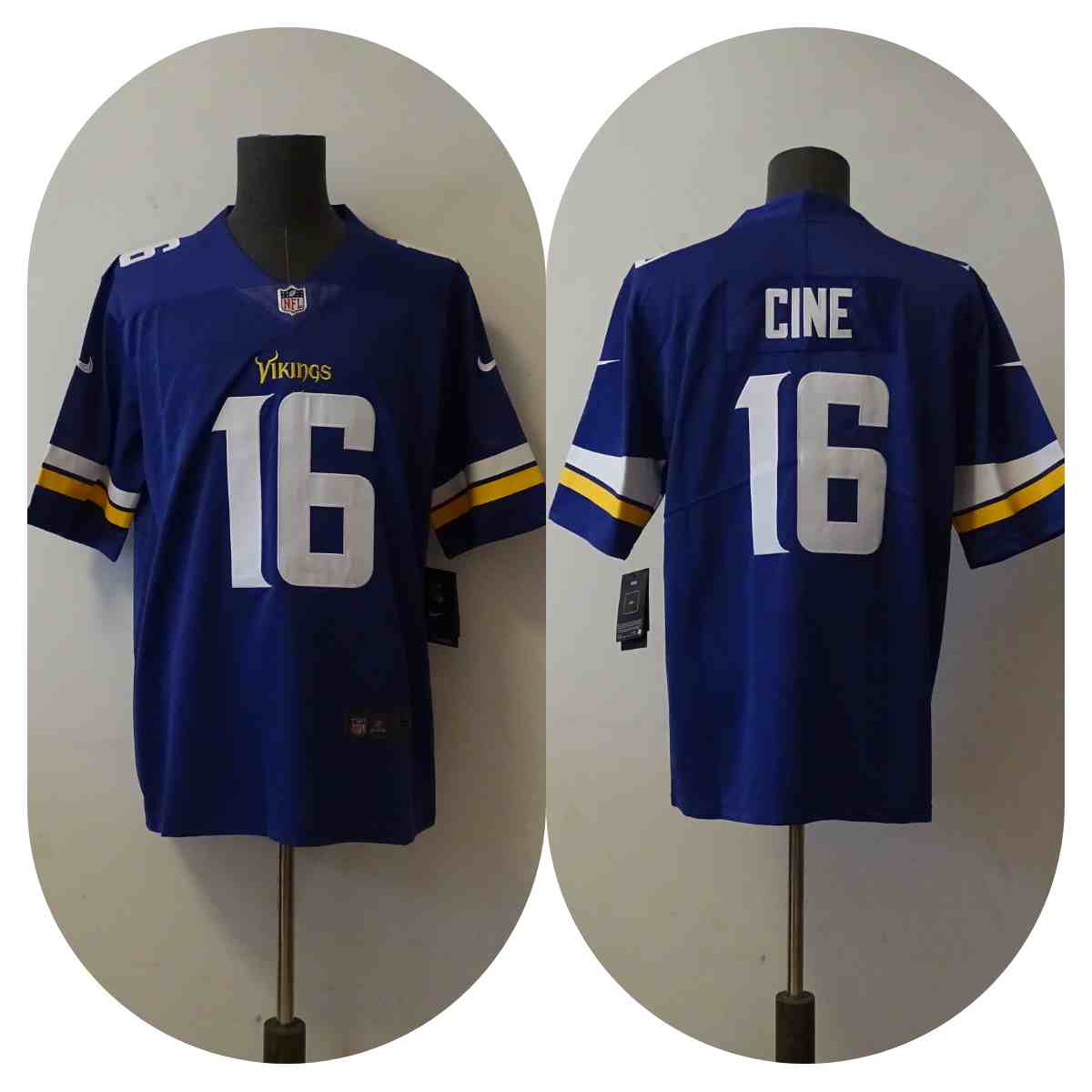 Men's Minnesota Vikings 16  CINE Purple Vapor Untouchable Limited Stitched NFL Jersey