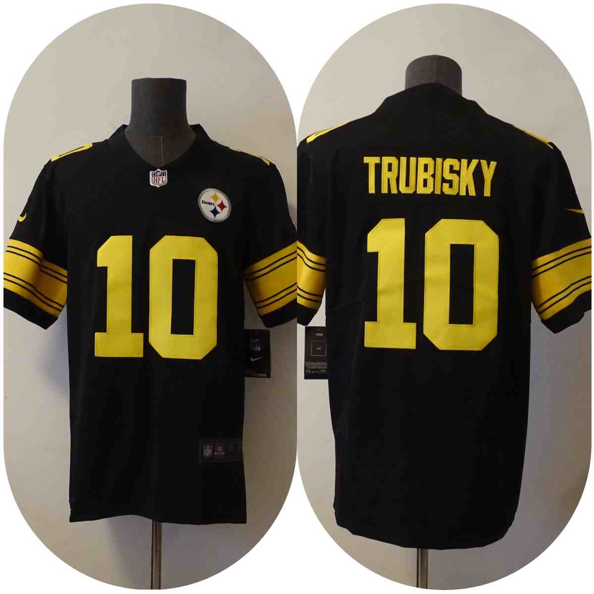 Men's Pittsburgh Steelers 10 Mitch Trubisky Black Color Rush Limited Jersey