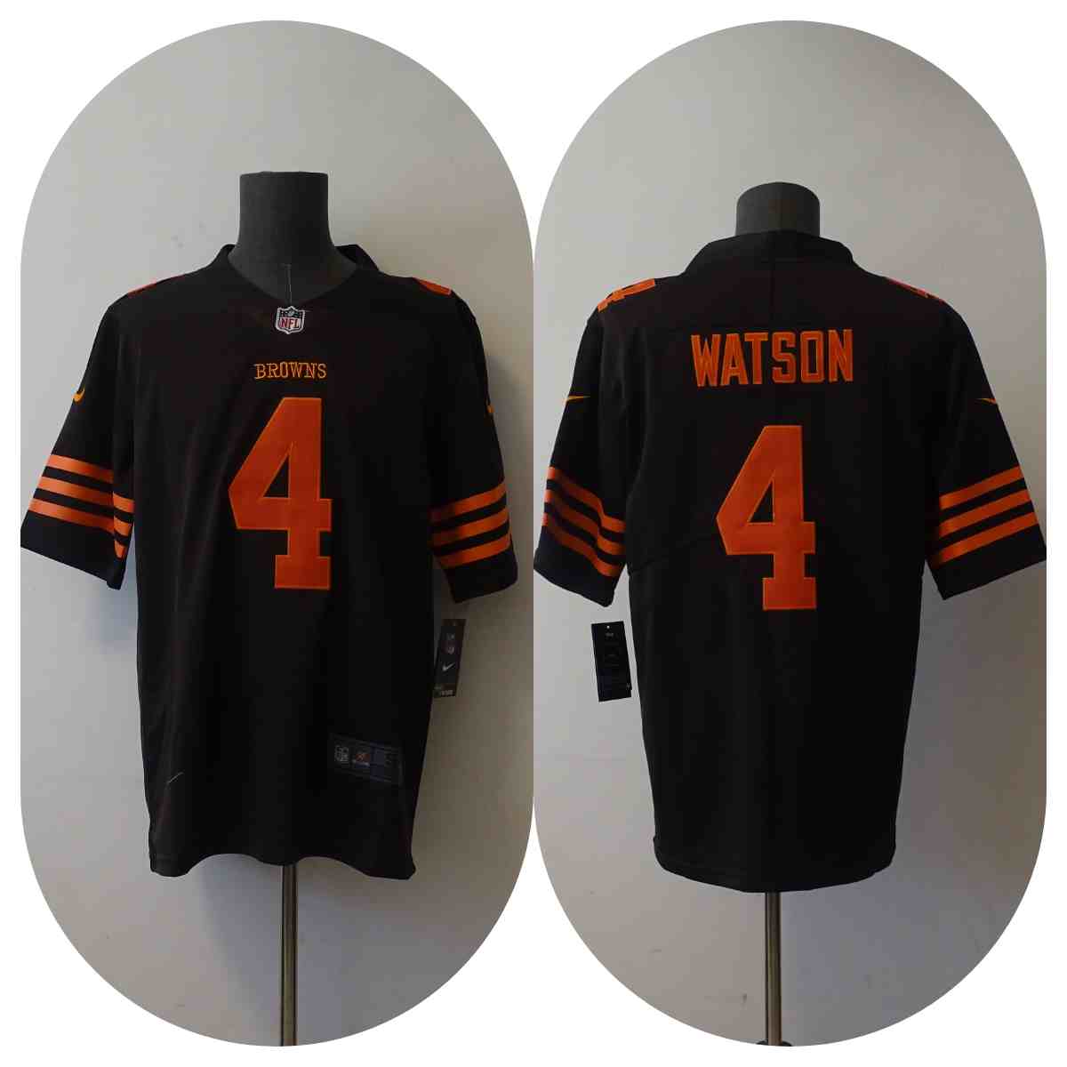 Men's Cleveland Browns 4 Deshaun Watson Brown Alternate Vapor Untouchable Limited Jerseys