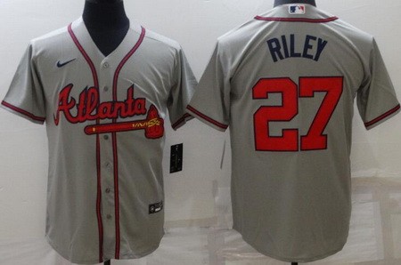 Men's Atlanta Braves #27 Austin Riley Gray Cool Base Jersey