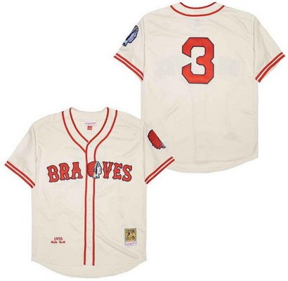 Men's Atlanta Braves #3 Dale Murphy Cream 1955 Throwback Jersey