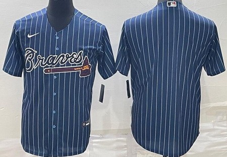 Men's Atlanta Braves Blank Blue Stripes Cool Base Jersey
