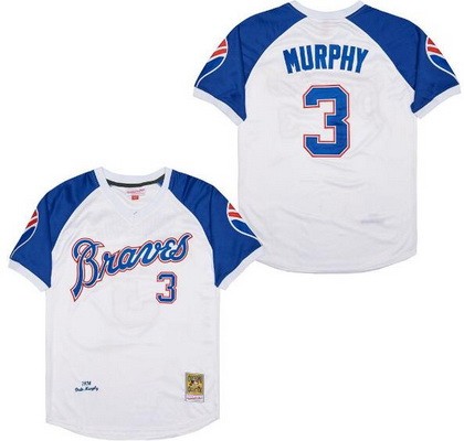 Men's Atlanta Braves #3 Dale Murphy White Blue 1974 Throwback Jersey
