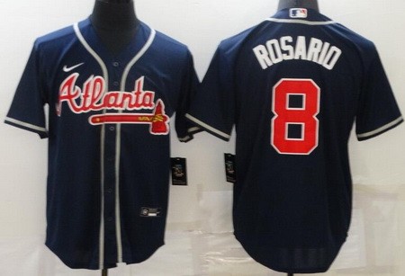 Men's Atlanta Braves #8 Eddie Rosario Navy Cool Base Jersey